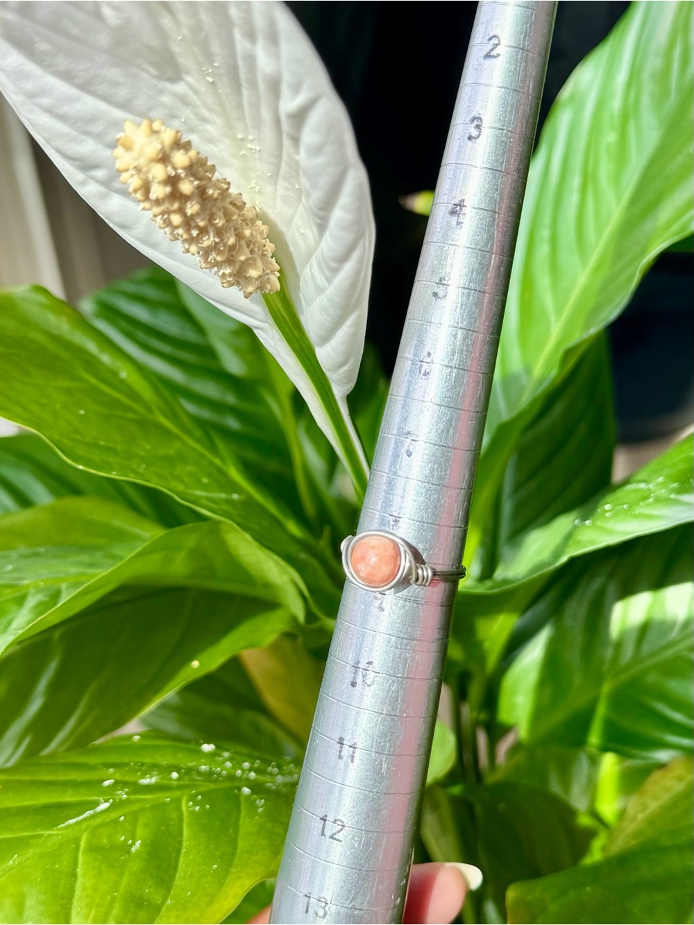 ✨SUNSTONE | Wire Wrapped Gemstone Ring in Titanium Silver